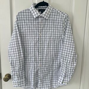 Banana Republic White and Black Grid Shirt
